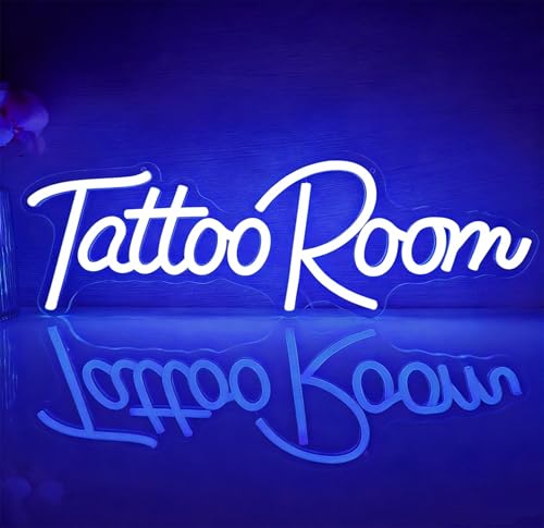 Image of Tattoo Salon LED Neon Sign | 16.5x5.8 Inch Dimmable Wall Decor Light USB Powered Shop Window Light Up Sign, Gifts for Tattoo Artists