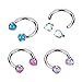 Amelia Fashion 16 Gauge Implant Grade Titanium Internally Threaded Claw Set Opal Horseshoe (Opal Blue)