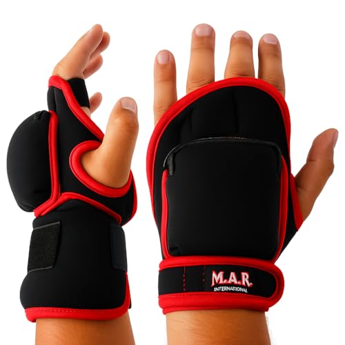 Neoprene Weighted Gloves 1kg, Pair of Adjustable Training Gloves for Boxing, Cardio, Running, Fitness, Kickboxing, Strength & Stamina Building, Heavy Hands Workout Weights (B-1KG)