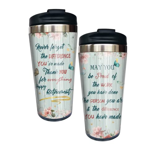 Happy Retirement Gifts for Women 2022 Retirement Appreciation Gift for Mom Boss Coworkers Retire Party Gifts for Friends, Grandma, Teachers, Nurses Travel Coffee Mug Cup 15 Oz