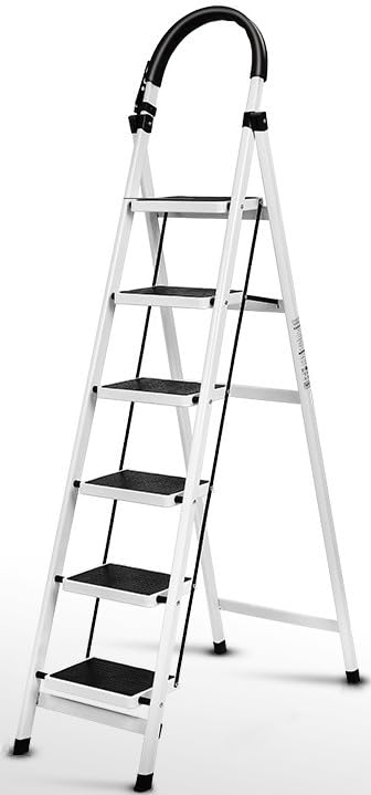 Home Ladder Folding Step Stool with Anti-Slip Pedal, 500lbs Sturdy Steel, Multi Purpose Portable Ladder for Home,Office,Kitchen,Garden(6 steps)