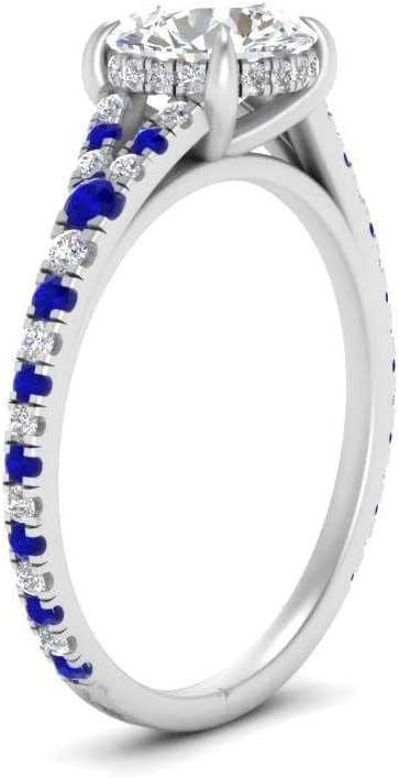 Choose Your Gemstone Round Split Halo Pave Diamond CZ Ring Sterling Silver Round Shape Halo Engagement Rings Matching Jewelry Wedding Jewelry Easy to Wear Gifts US Size 4 to 12