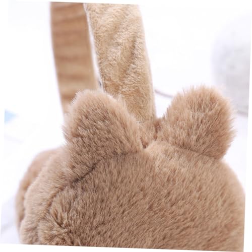Cartoon Bunny Earmuffs for Comfortable and Warm Ear Protectors for Outdoor Activities Like Skiing and Snowboarding Adorable Foldable Design Khaki Color3