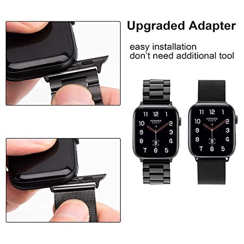 baklon Pack 2 Metal Strap Compatible with Apple Watch Strap 38/40/41/42mm, Stainless Steel Replacement Wristband Compatible with iWatch Series Ultra SE 3 2 1 Series 11 10 9 8 7 6 5 4,Black - Image 5