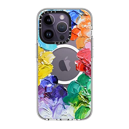CASETiFY �N���A iPhone 14 Pro �P�[�X [���΂݂ɂ����f��/2m����̗����������N���A/MagSafe �ɑΉ�] - Rainbow Color Wheel