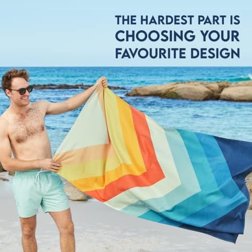 Dock & Bay Ręcznik plażowy, szybkoschnący, nie zawiera piasku, kompaktowy, lekki, w 100% z recyklingu, w zestawie torba, paski idą dziko, Chevron Chic - bardzo duży (200 x 90 cm, 78 x 35)