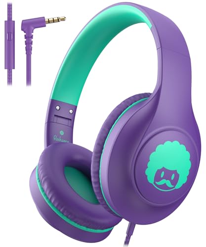 RockPapa C24 Casque Audio Enfant sur Les Oreilles Écouteurs Filaires avec Microphone, Casque Filaires Pliables Légers avec Prise Jack 3,5 mm pour...
