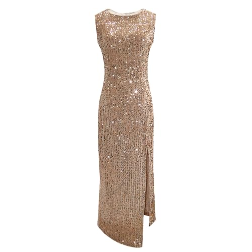 Robe à paillettes confortable sans manches pour soirée réussie