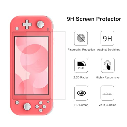 Étui rigide rose Sakura pour Nintendo Switch Lite avec écran verre et capuchons