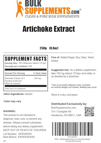 image for BulkSupplements.com Artichoke Extract Powder - from Artichoke Leaf & S