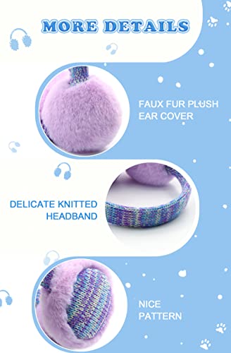 Raoexi Winter Ear Muffs For Kids Warm Furry Knit Girls Earmuffs Boys Baby Plush Toddler Ear Warmers Outdoor Ear Covers(Purple) #TOP2