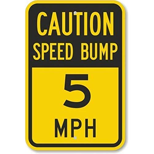 Warning Sign Caution Speed Bump 5 MPH Business 12X8 Inches Aluminum Metal Tin