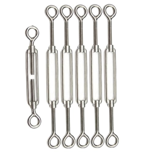 Turnbuckles, set de 6 tensores ajustables de acero inoxidable 304 para cables con diseño O a O miniatura 1