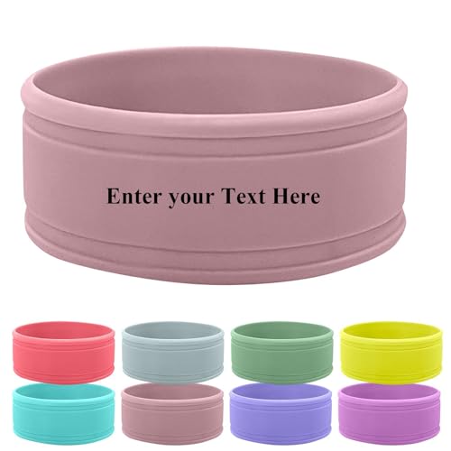 Personalised Silicone Bottle Band, Custom Water Bottle Name Bands, Label for Bottles, Food Grade Silicon Non-Slip Anti-Heat Insulation Hollow Cup Sleeve (Round)