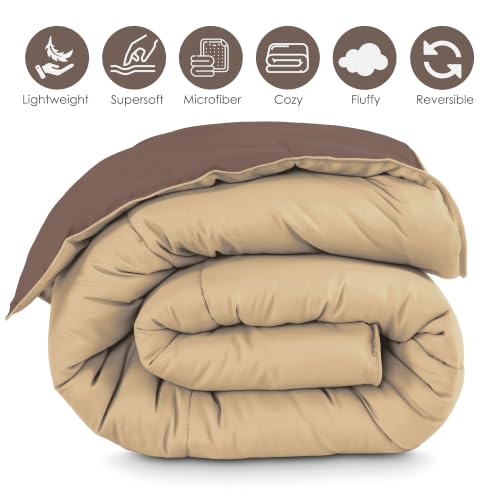 Image of Story@Home Reversible AC Comforter 220 GSM Lightweight Microfiber Summer Blanket for Single Bed (90x60 Inches) | Soft Cooling Quilt, Breathable All Season Duvet for AC Room - Camel Brown & Coffee