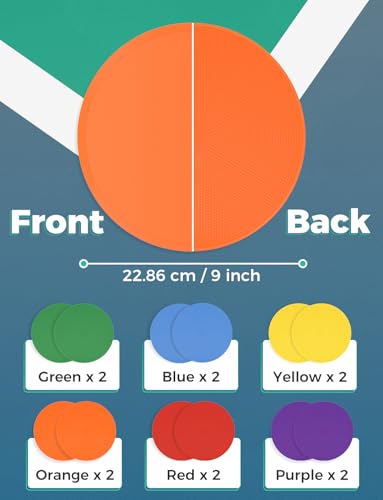 ghb 434 or 934 poly spot markers agility dot for gympe training dance12 pcs round multiple color size rubber non-slip spot marker for games floor dots and sport activities 9 inch 12pcs