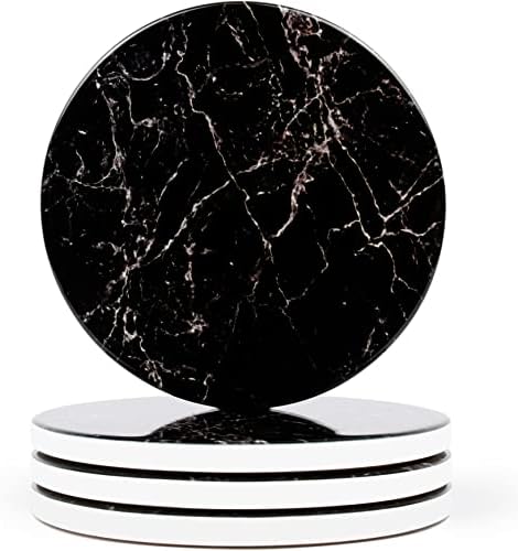 Naivasha Homeware Marble Coasters Set of 4 - Stunning Ceramic Coaster in GLOSS Finish | Elegant Stone Coasters with Anti-Slip Cork Bottom for Mugs and Glasses | Brown Marble