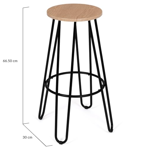 Lot de 2 tabourets de bar Dublin bois/métal 66,5 cm IDMarket
