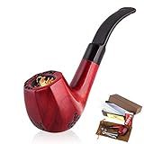 Tobacco Pipe with a Gift Accessories Set. Premium Handcrafted Red Wood Tobacco Smoking Pipe, Perfect Gentleman's Gift of a Vintage Wooden Smoking Pipes for Tobacco-Aurora by Smokey Ridge Tobacco Pipes