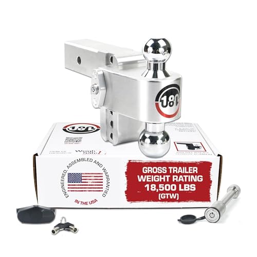 Weigh Safe Adjustable Trailer Hitch Ball Mount, 4" Adjustable Drop Hitch for 2.5" Receiver w/ 2 pc Keyed Alike Lock Set, Heavy Duty Aluminum Trailer Tow Hitch w/Chrome Plated Tow Balls, 18,500 GTW by Weigh Safe - Used condition - US$184.17