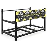 Funplaysmart V4C 6-GPU Aluminum Miner Case, Stackable Cryptocurrency Mining Frame, Surface Miner Rack with Fan Bracket