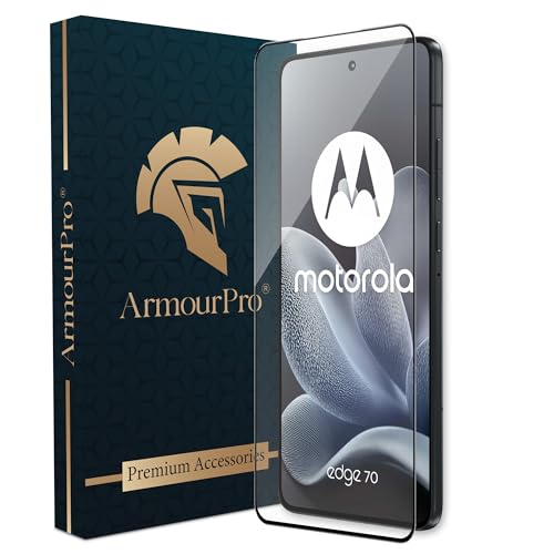 Image of ArmourPro Tempered Glass for Motorola Edge 70-9H Screen Protector with Black Border, Anti Scratch, Edge-to-Edge Coverage, HD Clarity, Smooth Touch, Case Friendly | Black