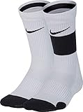 Nike Youth Elite Basketball Crew Socks 2 Pack (White/Black/Medium)