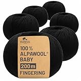 100% laine d’alpaga (bebé) dans 50+ couleurs (ne gratte pas)   Kit de 300g (6 x 50g)   Laine Baby alpaga pour tricot & crochet dans 6 épaisseurs de fil   noir