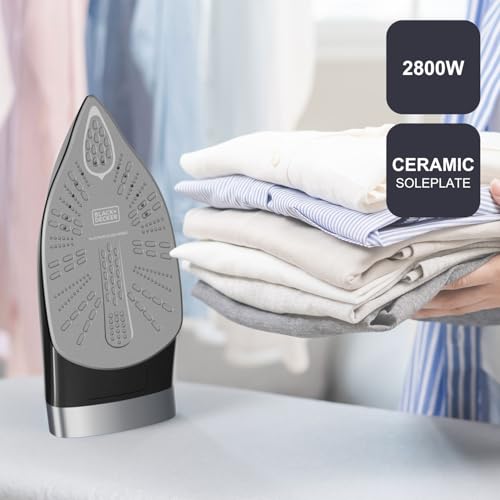 Black+Decker – Centro de planchado Compacto| Ligero| Depósito 1,5L| Golpe Vapor 400g/min| Punta de Precisión| Suela Cerámica| Autolimpieza| Antical| Modo ECO| Diseño ergonómico - imagen 2