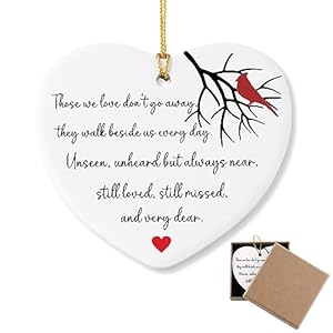 Those We Love Dont Go Away Sympathy Gifts Red Memorial Cardinal Bereavement Gifts Ornament Keepsake Sign Heart Plaque CondolencesGrief Gifts for Loss of Loved One