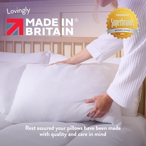 Slumberdown Pillows 4 Pack - Super Support Firm Side Sleeper Bed Pillows for Neck and Shoulder Pain Relief - Comfy & Supportive Pillow, Hypoallergenic, Made in the UK, Standard Size (48cm x 74cm) - 8