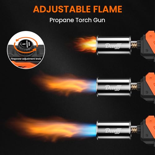 Image of Powerful Propane Torch Gun, Adjustable Flame Thrower Gun, Kitchen Torch with Detachable Design, Flamethrower Blow Torch for BBQ, Searing Steak, Welding, Camping Charcoal Lighter(Tank Not Included)