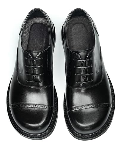 Santimon Men's Cap-Toe Oxfords Formal Dress Shoes -Genuine Leather Brogue Lace-Up Derby for Business,Wedding, Church & Prom with Cushioned Insole, Non-Slip Rubber Sole4