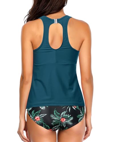 Image of Holipick Tankini Tops for Women High Neck Swim Top Only | Tummy Control, Support Removable Pads, Full Coverage, Open Back, Neck Hook, Soft Stretch Fabric, Beach and Resort