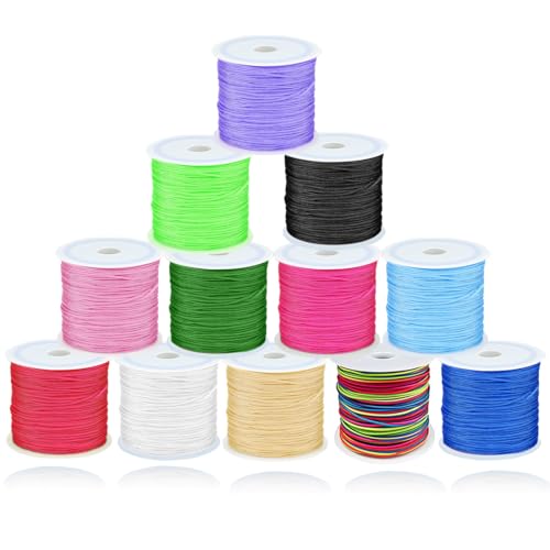 Ewparts Hilos para Hacer Pulseras, Set de 12 Rollos de Hilo Macramé Encerado 30m/Rollo Hilo Encerado para Pulseras de Chino,Cola de Raton, DIY, Pulseras, Collares, Artesanías, Decoraciones