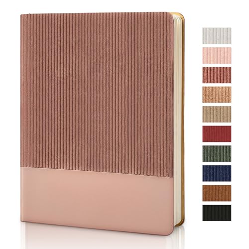TSFPapier Lined Journal Notebook for Work College Ruled Note Book 7.2"x9.6" B5 PU Leather Daily Journaling 160 Pages for Women Men Writing Home School Supplies Business (Dark Pink)