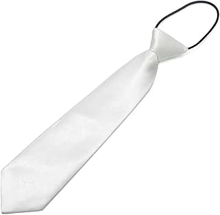 Corbata elástica de satén de color sólido para niños, para escuela, boda, para niños, fácil de llevar, 19 colores, blanco, Talla única