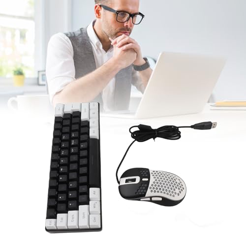 Topiky 61-klawiszowa Podświetlana Klawiatura RGB Wielokolorowy Podświetlany Przewodowy Gaming Mechaniczne Wyczucie Miękki Dźwięk XP, Kompaktowy (Czarna środkowa biała ramka)