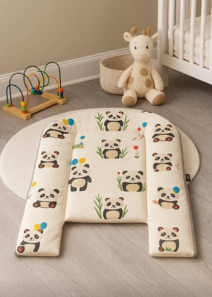 Baby Play Mat – Soft, Portable Infant Floor Seat for Supervised Play, Tummy Time & Bonding – Organic Cotton, Machine Washable, Panda Design