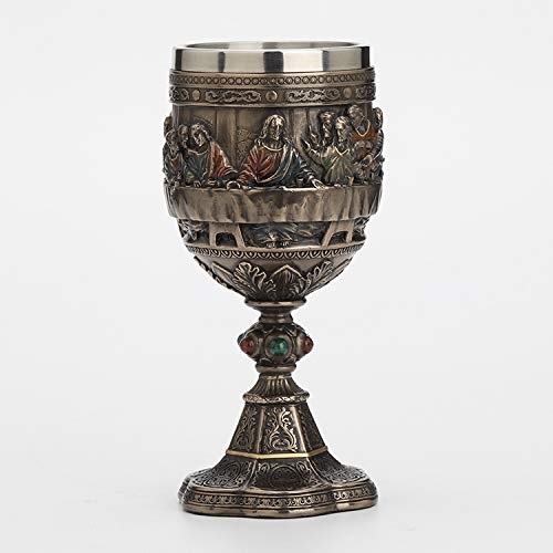 Veronese Design 6 3/4 Inch Last Supper Jesus Chalice Cold Cast Resin Antique Bronze Finish Statue Home Decor