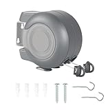 Retractable Washing Line 30m Outdoor, Heavy Duty Wall Mounted Double Washing Lines Extendable Clothes Line Laundry Drying Line for Drying Space, Grey