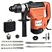 Goplus SDS Rotary Hammer, 1-1/2" Electric Rotary Hammer Drill with Vibration Control, 3 Drill Functions, Plus Demolition Bits, Includes 3 Drill Bits,Point and Flat Chisel with Case (Orange)