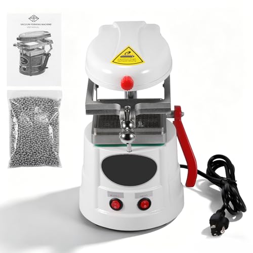Keilend Dental Vacuum Forming Machine 110V Symmetrical Heating Thermoforming Machine 1600W Adjustable Lab Vacuum Former for Round and Square Thermoplastics with Accurate Forming (White)