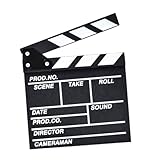 OKUMEYR Clap de Cinéma en Bois Naturel Noir Petite Taille 1 Pièce – Accessoire Réalisateur pour Tournage Vidéo et Photographie Professionnelle, Outil Scène pour Maison et Décoration