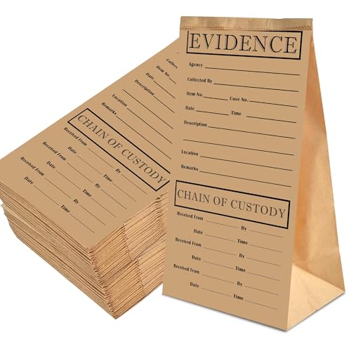 Lot de 25 sacs de preuve en papier à coller - 24 x 12,7 x 7,6 cm - Pour cours de médecine légale, fête d'anniversaire à thème