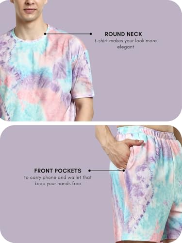 Image of DHRUVI TRENDZ Unisex Co Ord Set | Trendy Night Dress | T Shirt and Short Set Combo Lounge | Stylish Summer Travel Wear | Matching Two-Piece for Vacation