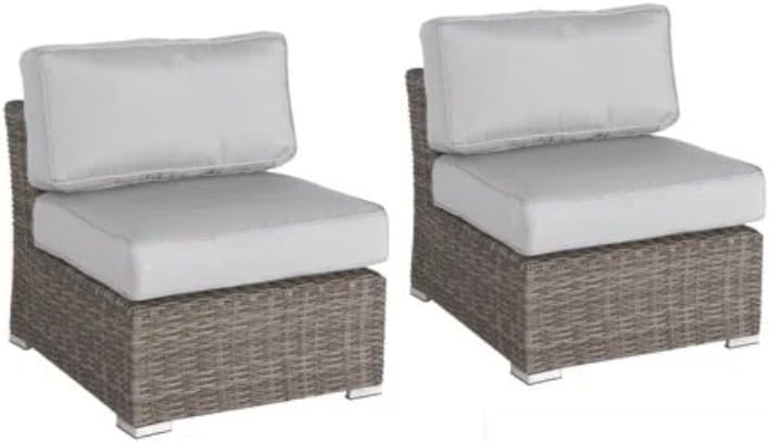 Minnesota Wicker Sectional Armless Seats - Grey PK2