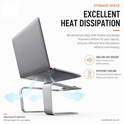 Image of Laptop Stand for Desk, Ergonomic Aluminum Laptop Riser with Keyboard & Mouse Storage, Adjustable Desktop Computer Stand for MacBook, Notebook, Laptop, Office & Home for 10 to 17.3 Inch