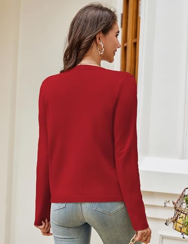 Image of OmicGot Women's Long Sleeve Shrugs Open Front Cropped Cardigan Sweater Bolero Shrugs S-XL