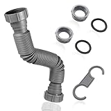 UESDU Flexibles Abflussrohr, universelles 45 mm Ablaufrohr, verstellbarer Ablaufschlauch, schwenkbar, P-Falle fr Waschmaschine, Trockner, Splmaschine